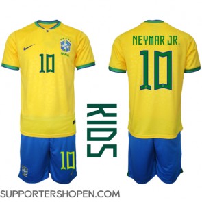 Brasilien Neymar Jr #10 Hemmatröja Barn VM 2022 Kortärmad (+ korta byxor)